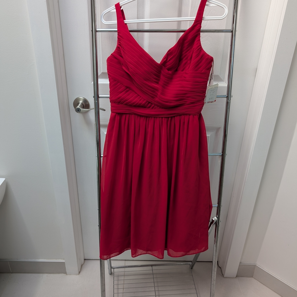 David's Bridal Vibrant Red Midi Dress